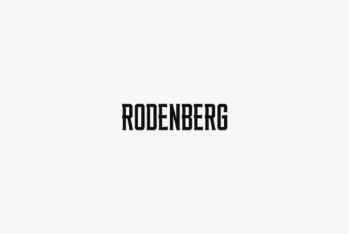Rodenberg font in bold condensed sans serif capitals