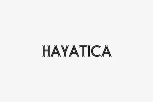 Hayatica font with lined serif design on neutral background