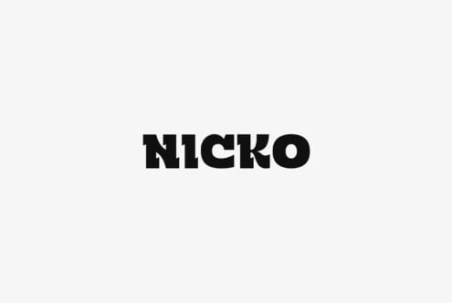 Nicko typeface in bold black letters on light background