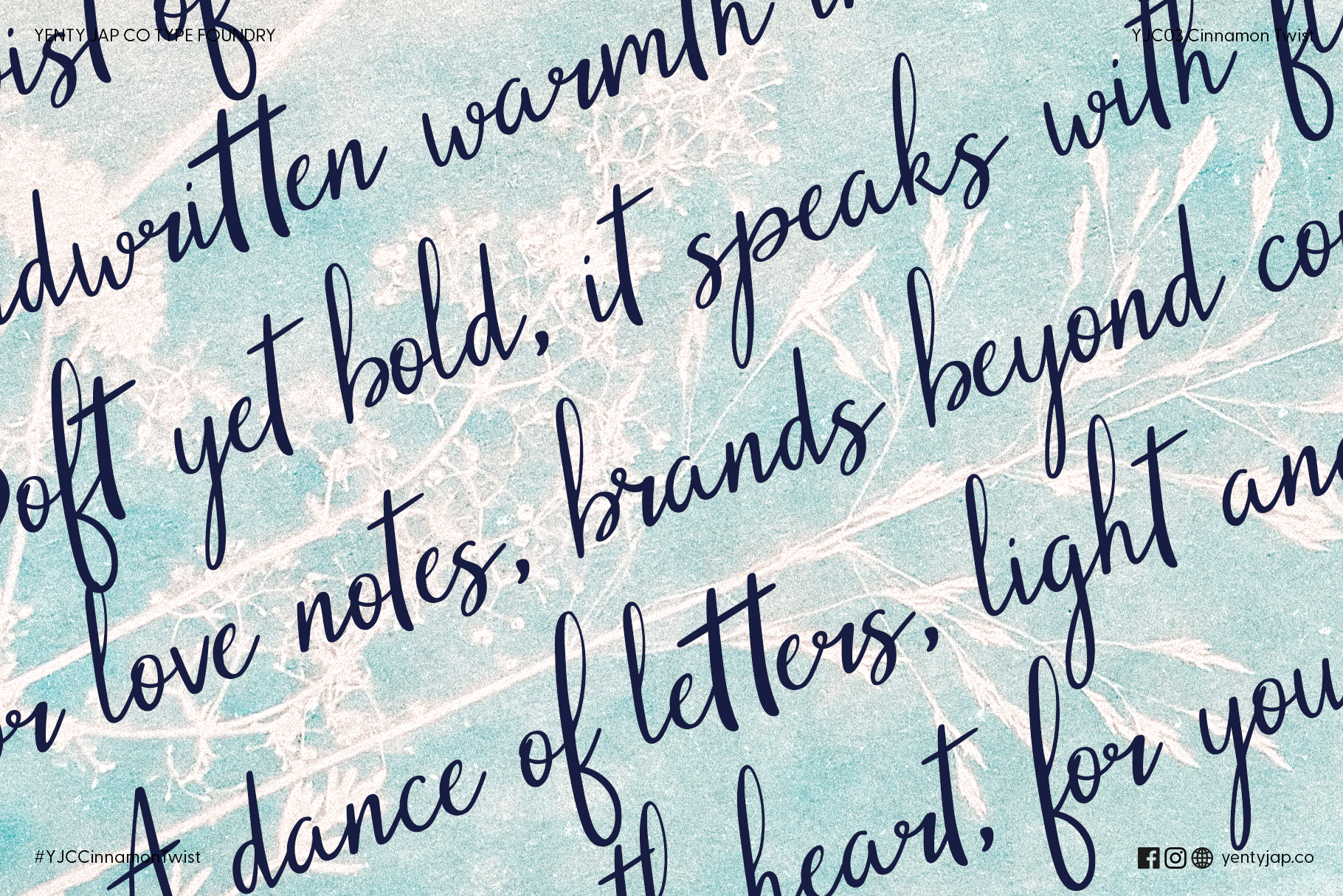 Close up of handwritten script text overlaid on turquoise blue textured background