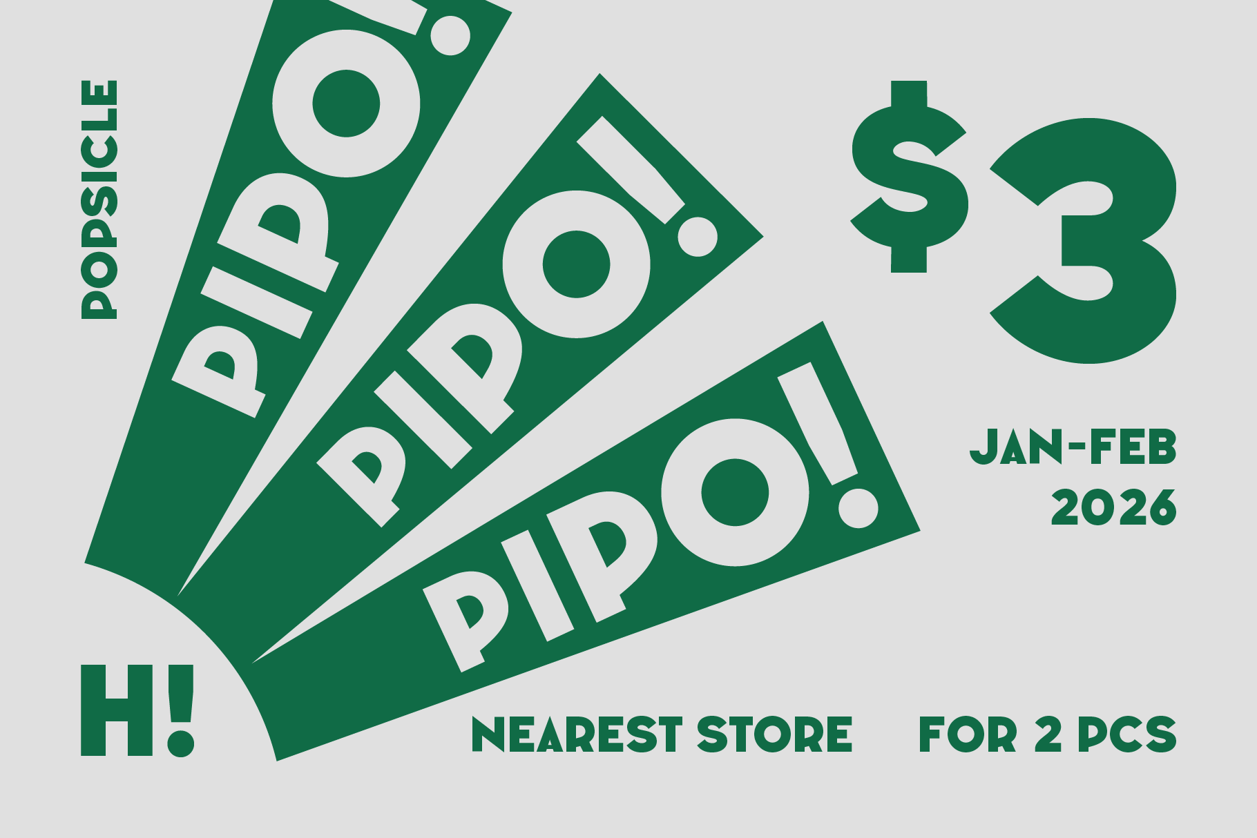 Popsicle promo poster showing stacked money bills, $3 deal Jan-Feb 2026