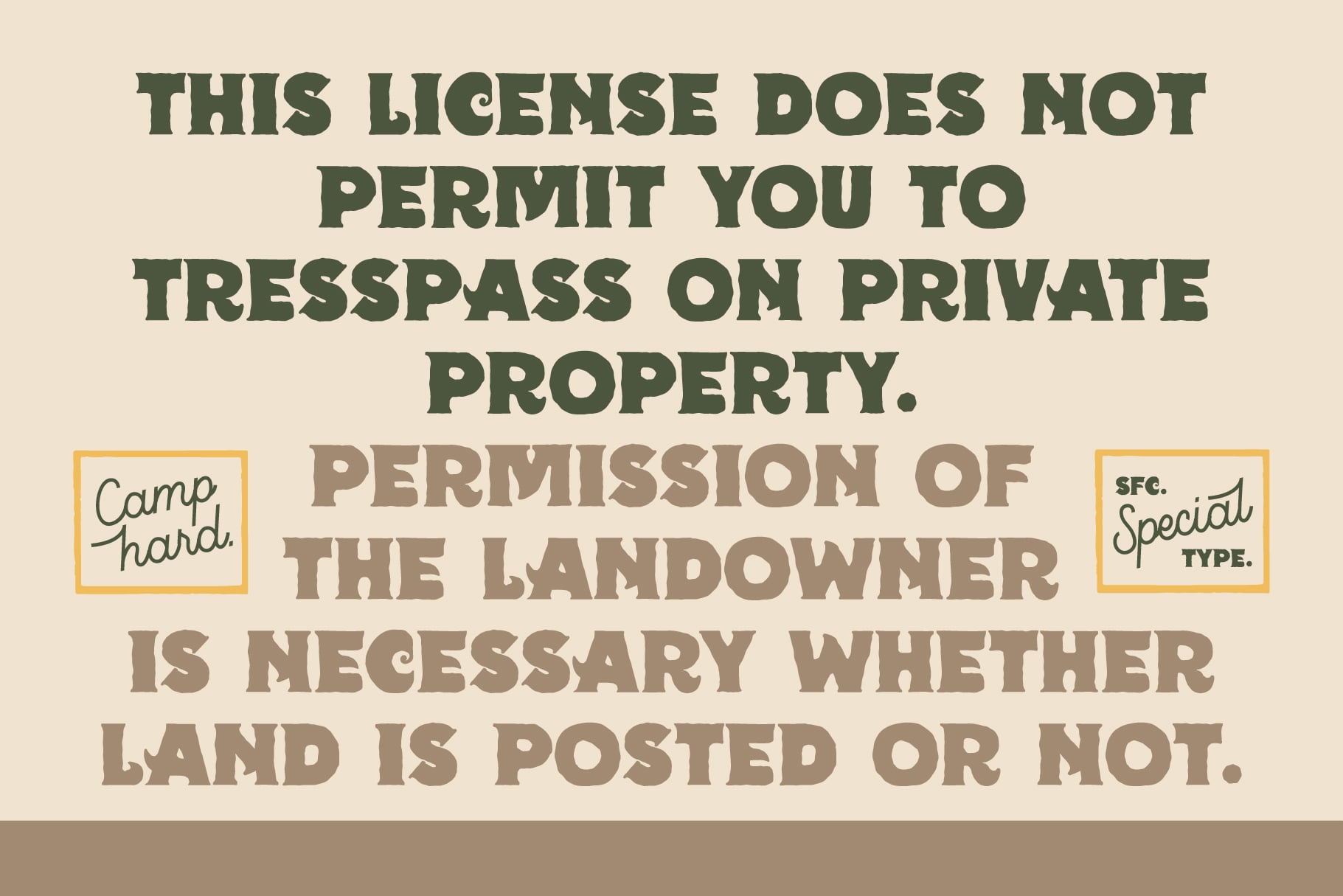 Legal disclaimer text in serif font on cream background