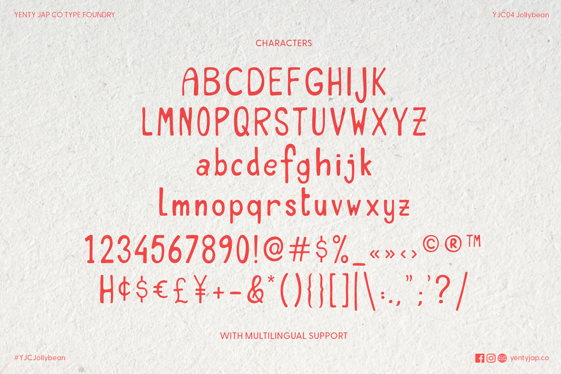 Red capital lowercase letters numbers symbols on textured background