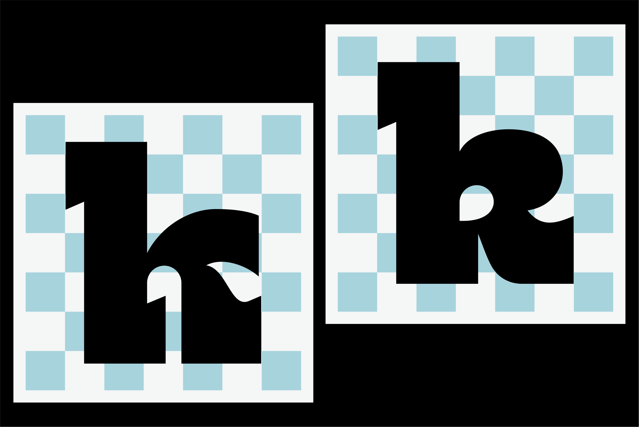 Abstract black puzzle piece silhouettes on checkered blue grid pattern