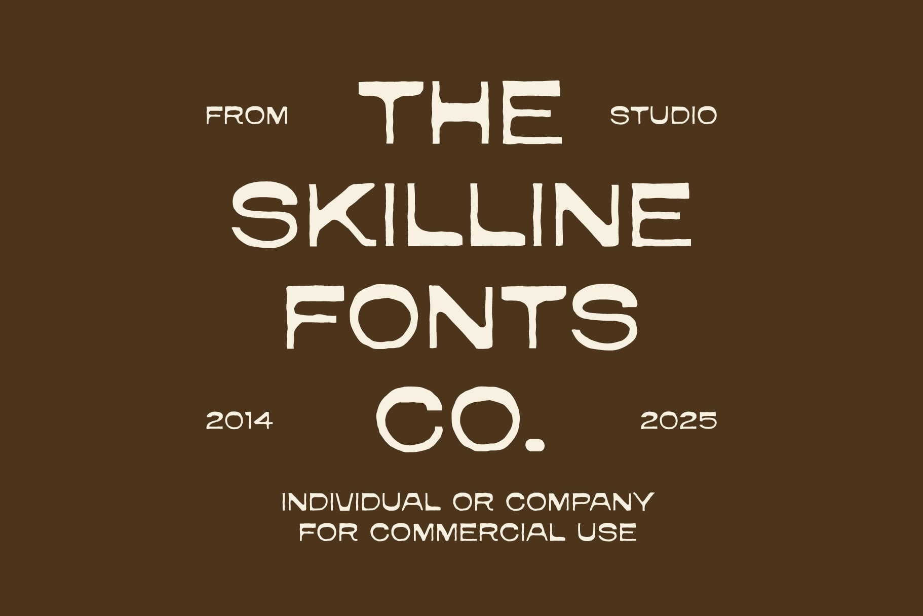 Skilline Fonts Co branding with cream text on brown background