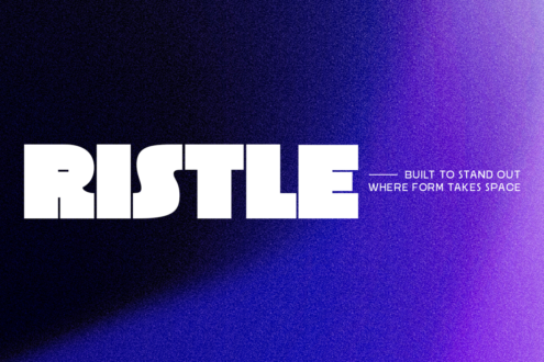 Ristle typeface tagline built to stand out where form takes space on gradient