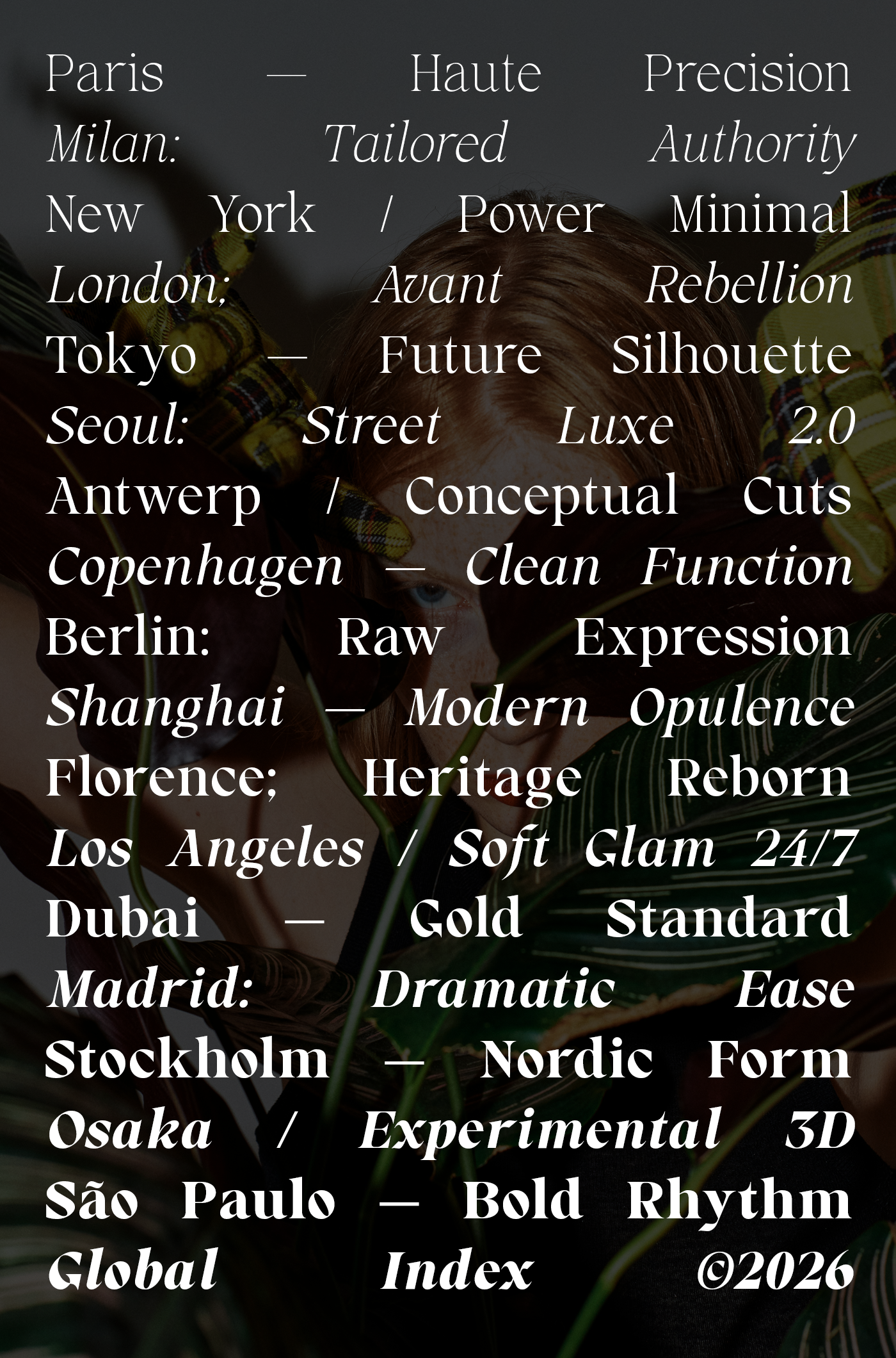 Prime Serif Global Index overlay text on botanical image