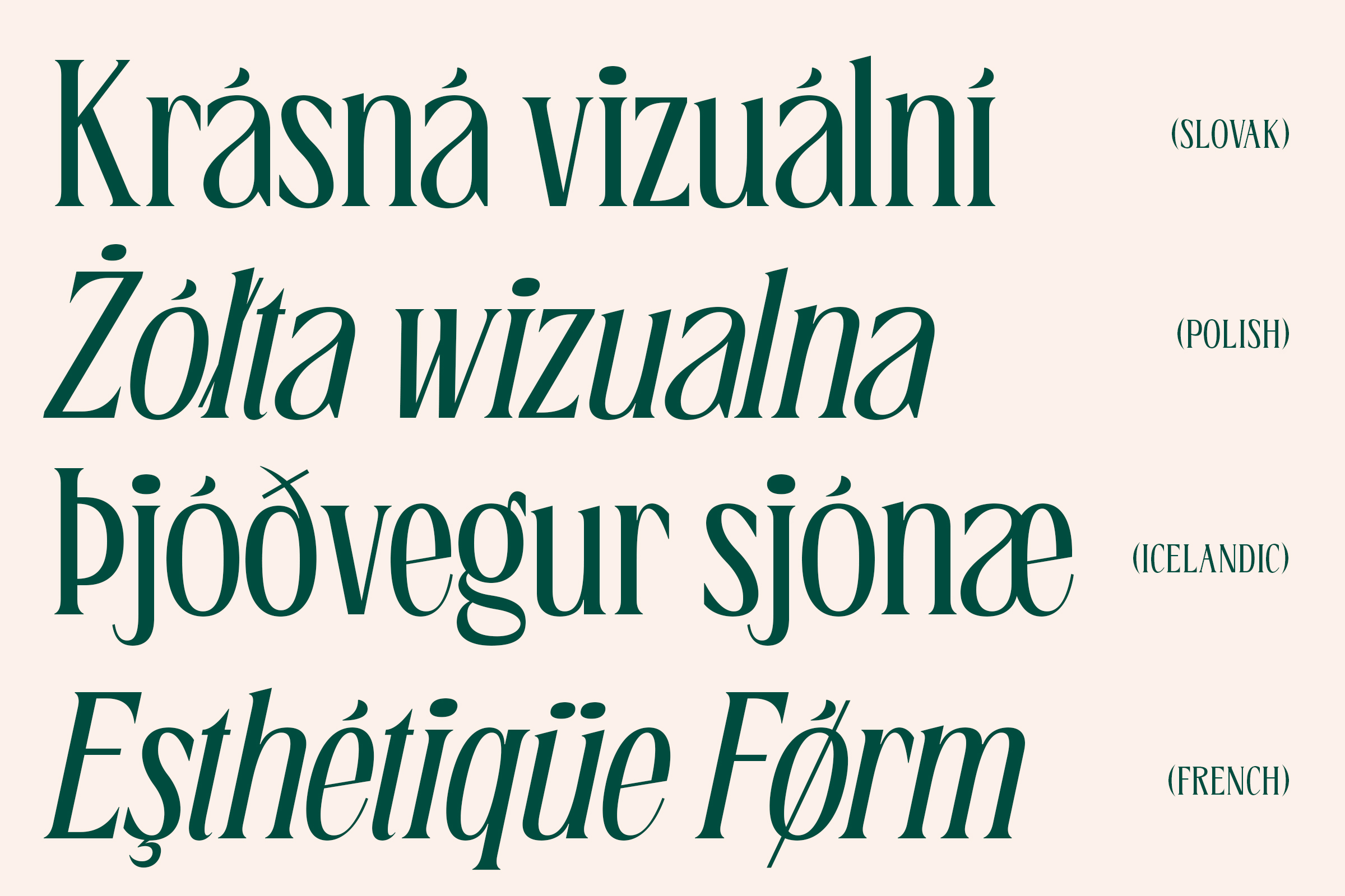 Bougene serif font supporting multiple languages including Slovak Polish Icelandic French