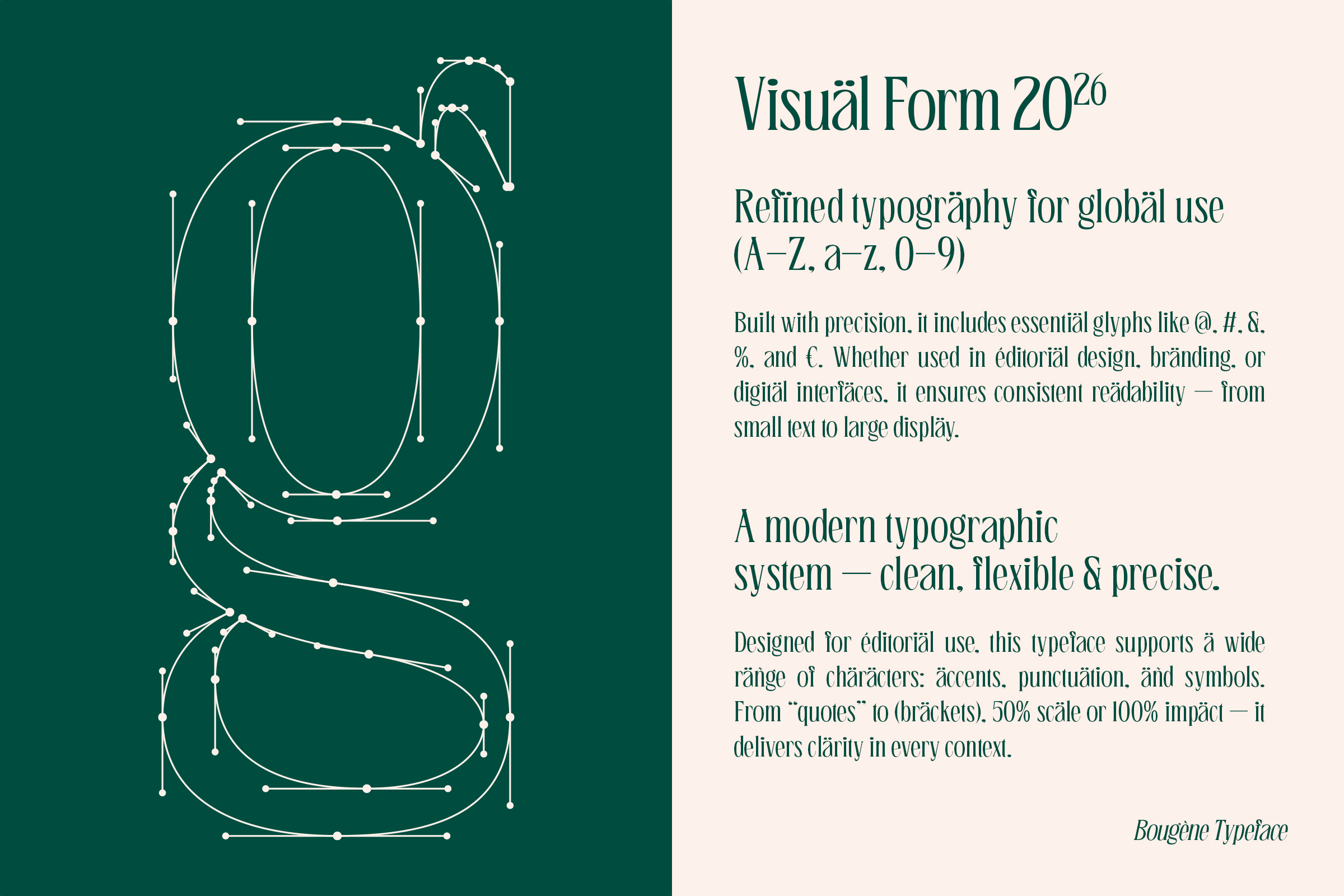 Visual Form 2026 typeface specimen showing geometry blueprint letters