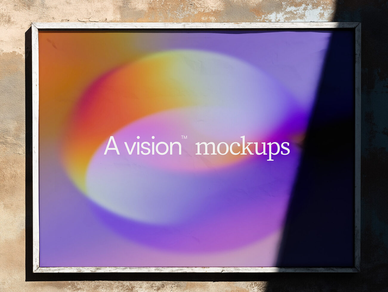 Window frame mockup displaying colorful gradient background with text overlay