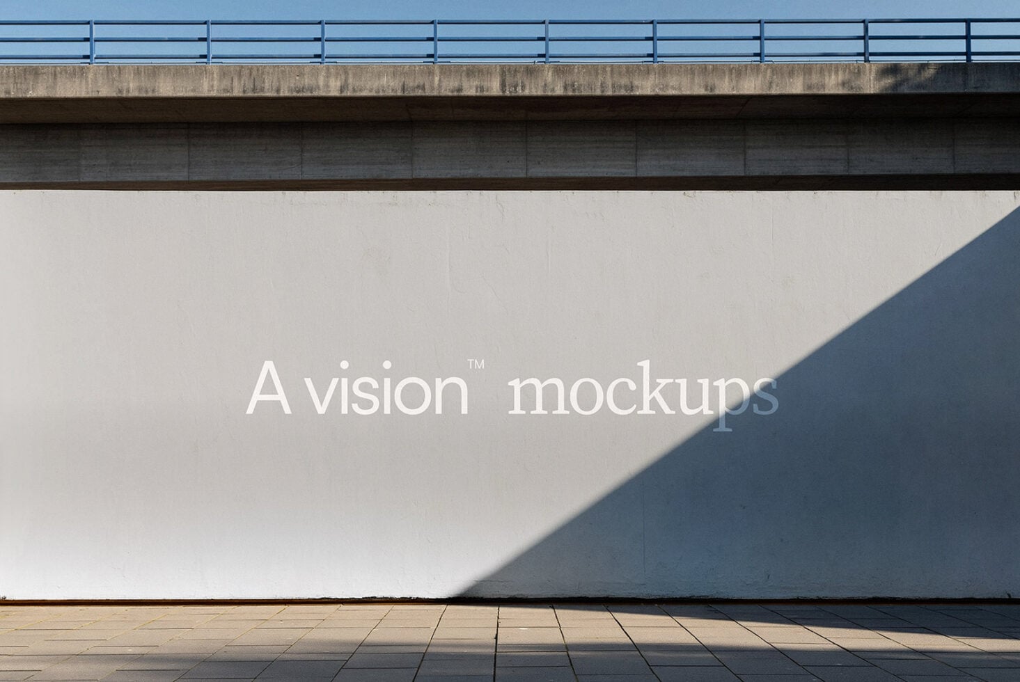 Minimalist concrete wall with shadow under bridge, clean white space