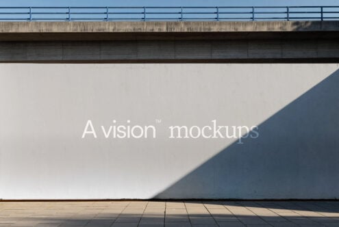 Minimalist concrete wall with shadow under bridge, clean white space