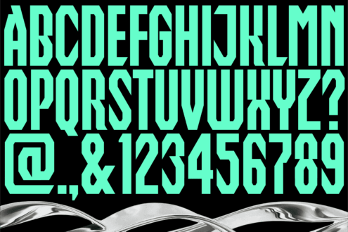 Complete mint typeface display with uppercase lowercase numbers symbols