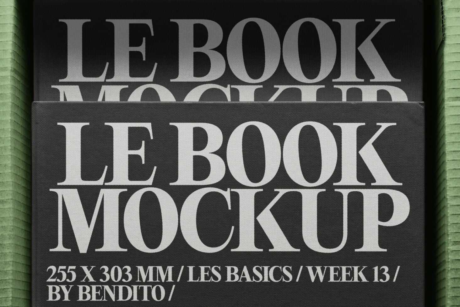 Gray book covers with white serif letters layered on dark textured background