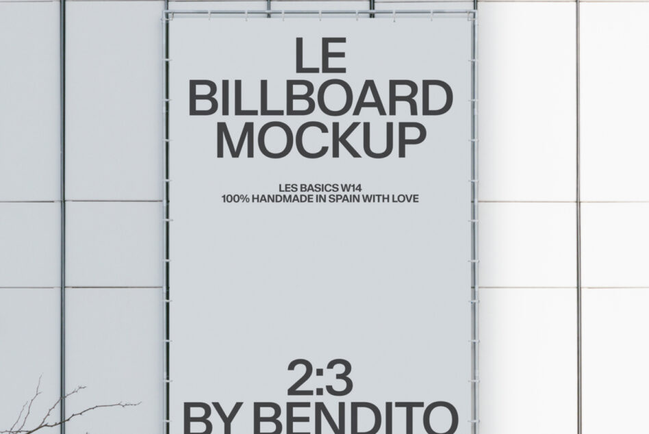 Light gray 2:3 billboard mounted on white metal panel grid system