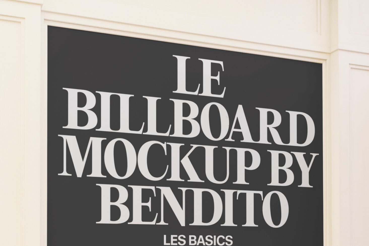 Charcoal billboard with cream serif type showing Le Billboard Mockup by Bendito