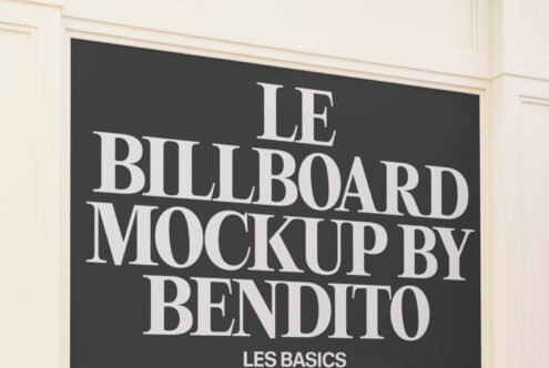 Charcoal billboard with cream serif type showing Le Billboard Mockup by Bendito