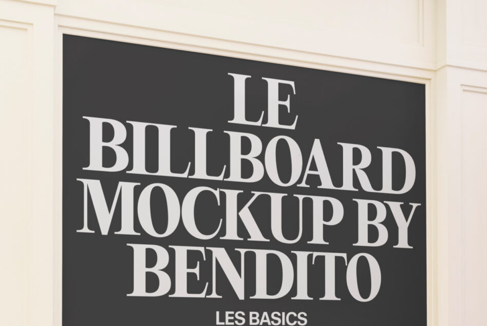 Charcoal billboard with cream serif type showing Le Billboard Mockup by Bendito