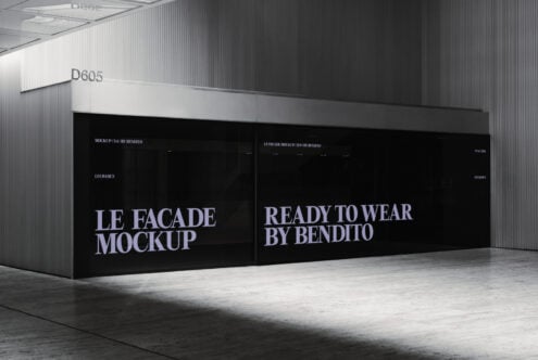 Retail storefront mockup showing Ready to Wear by Bendito branding on black facade