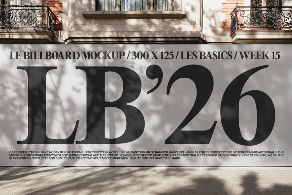 Black large format billboard on brick storefront showing design mockup