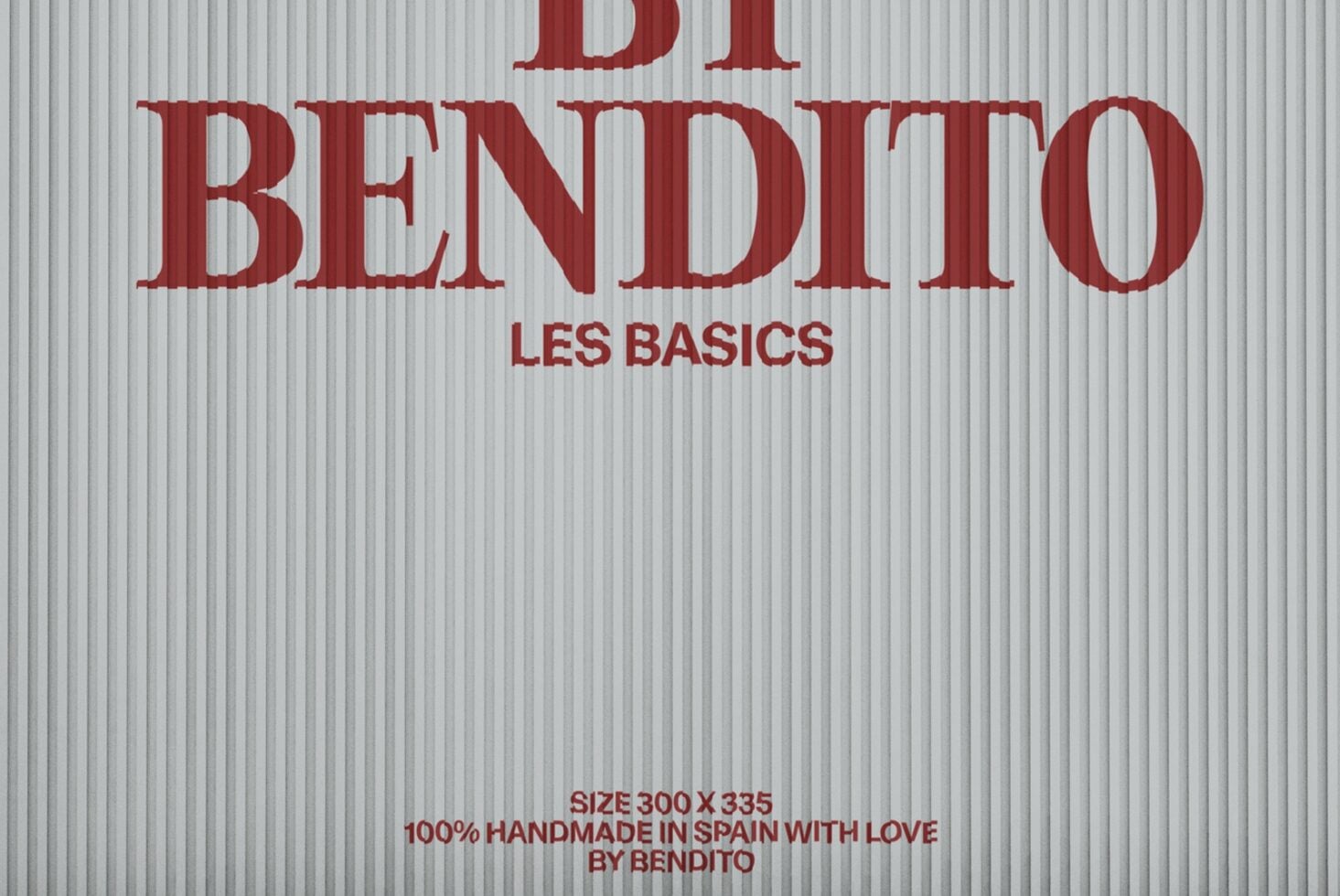 Red textured serif type saying Di Bendito Les Basics on corrugated metal backdrop