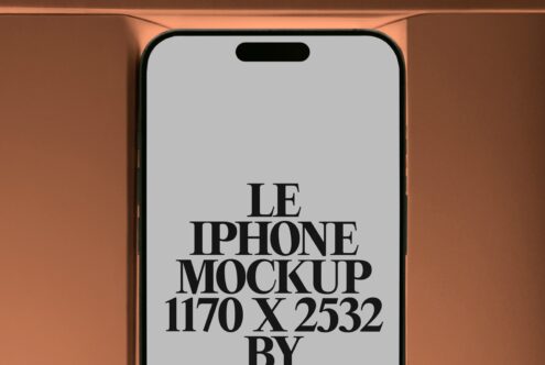iPhone 14 Pro mockup with orange lighting, white screen centered in frame