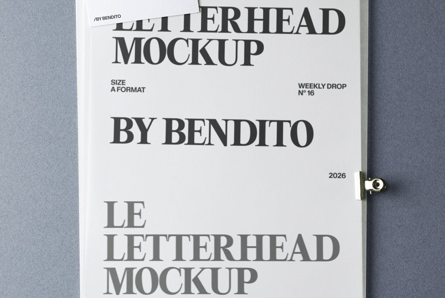 Close-up of letterhead mockup with serif typography on neutral background