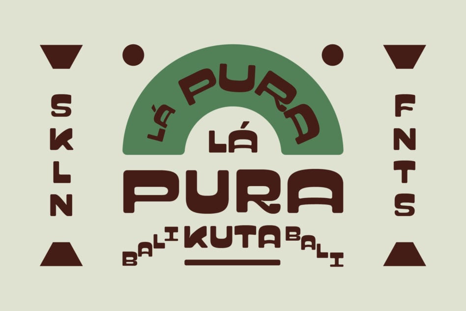 La Pura Bali Kutabali poster with geometric fan shape in retro style design layout
