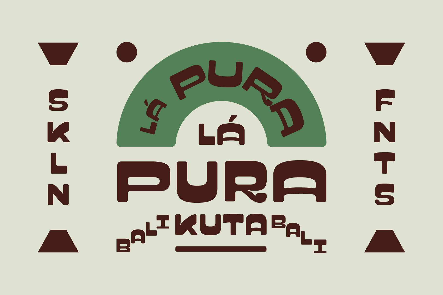 La Pura Bali Kutabali poster with geometric fan shape in retro style design layout