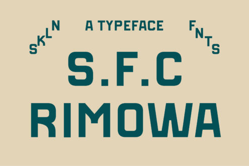 SFC RIMOWA typeface example with diagonal layout on cream background