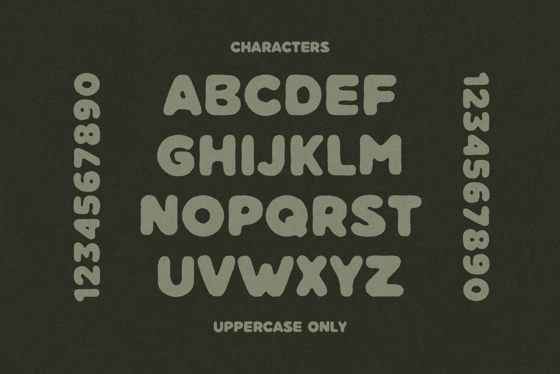 Complete uppercase alphabet font display in chunky rounded letterforms