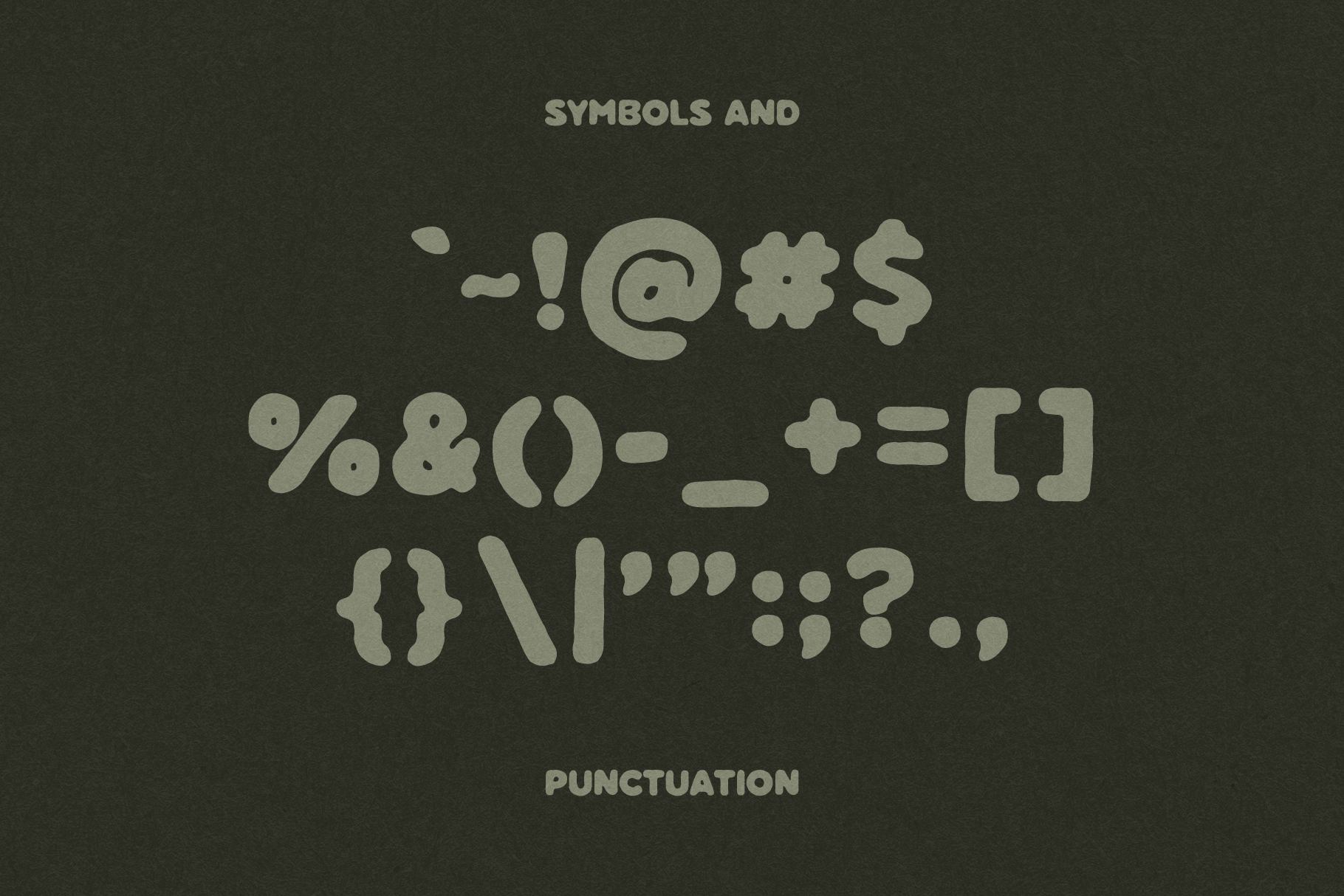 Font symbols punctuation set showing special characters in rounded style