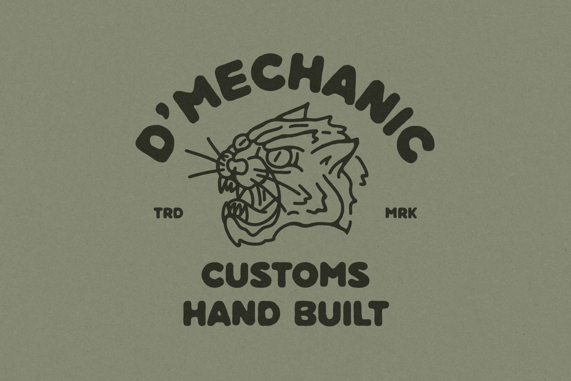 O Mechanic Customs Hand Built logo with sketch style winged head illustration