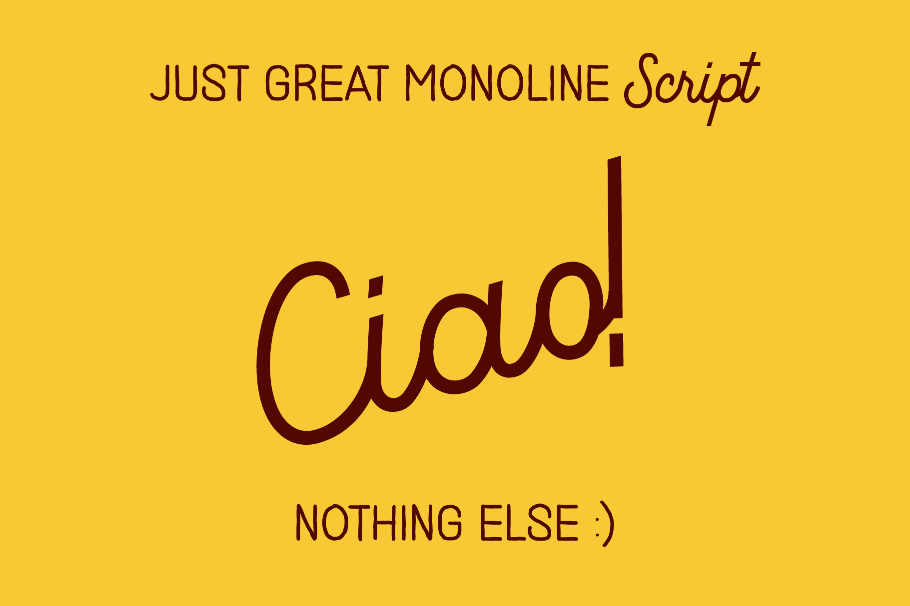 Bold script lettering saying Ciao on bright yellow background mockup