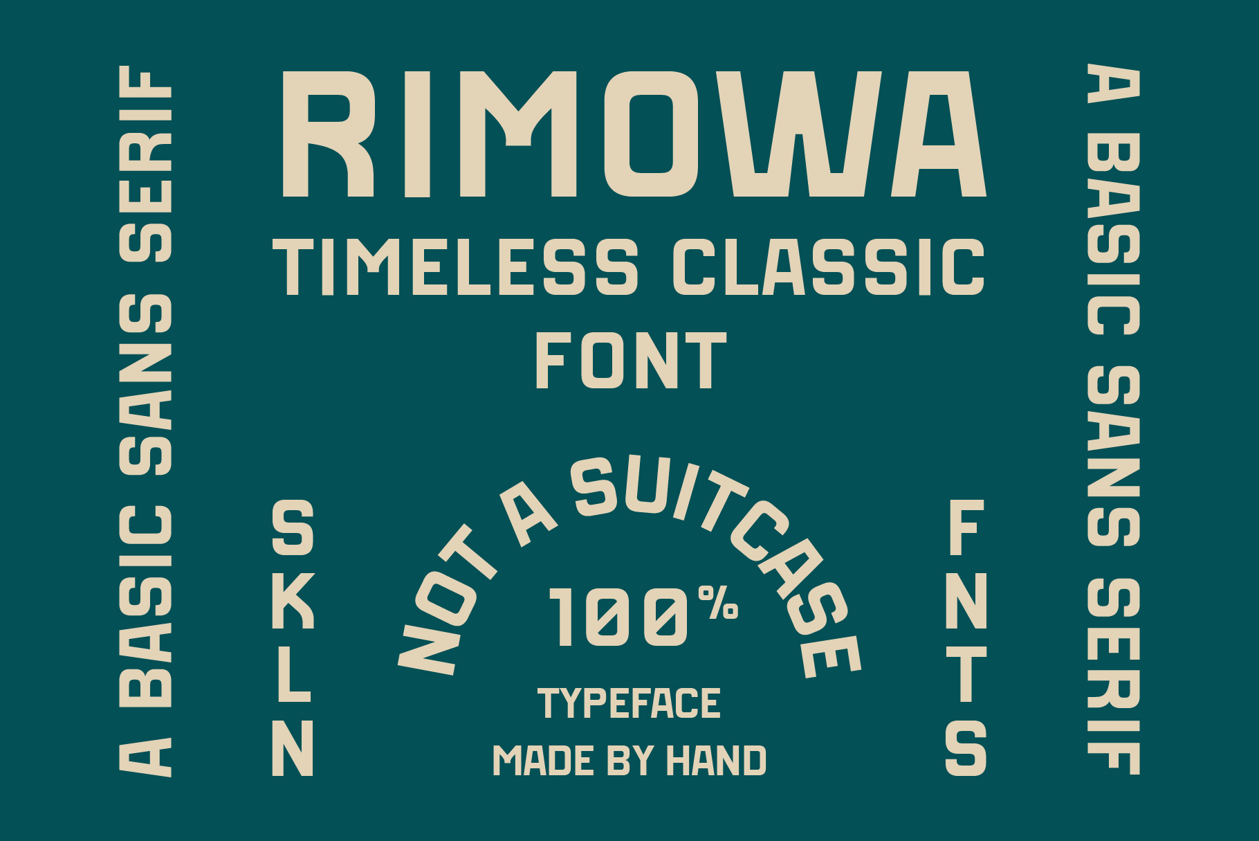 RIMOWA typeface specimen showing timeless classic font with handmade details