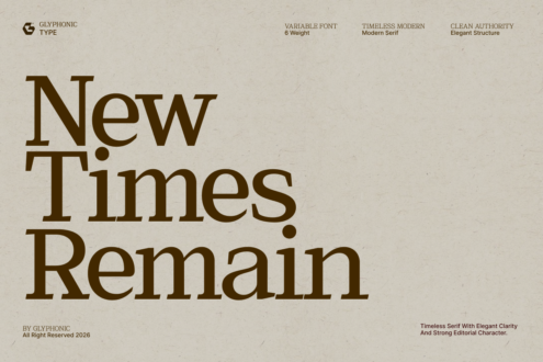 New Times Remain serif font title on cream background modern elegant