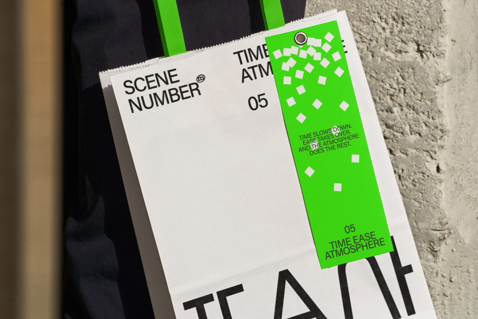 Off white clapper board with bright green accent panel leaning on wall