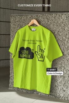 Neon lime t shirt on hanger showing customizable design mockup