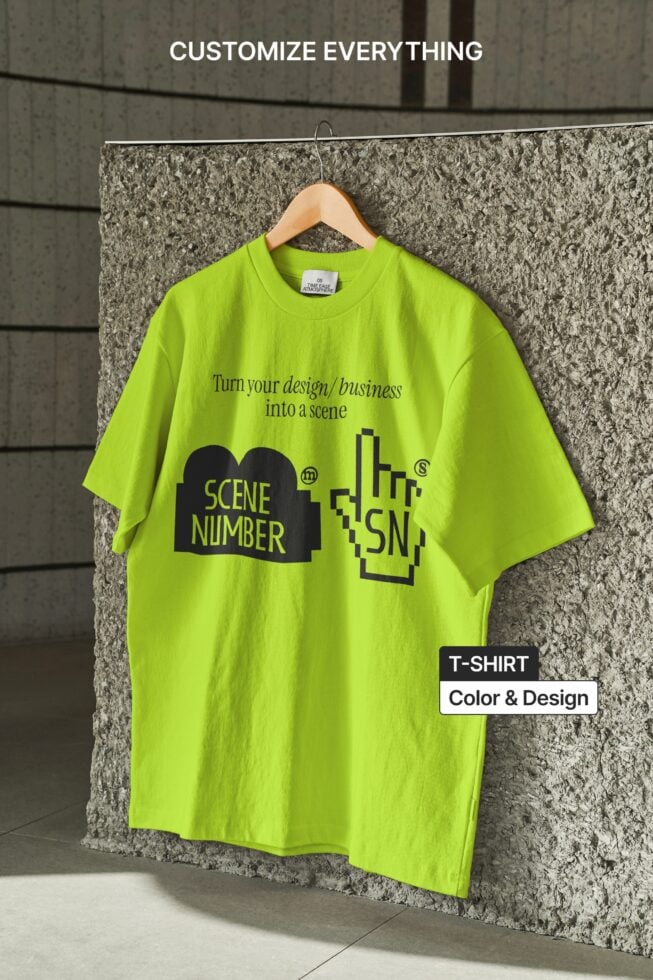 Neon lime t shirt on hanger showing customizable design mockup
