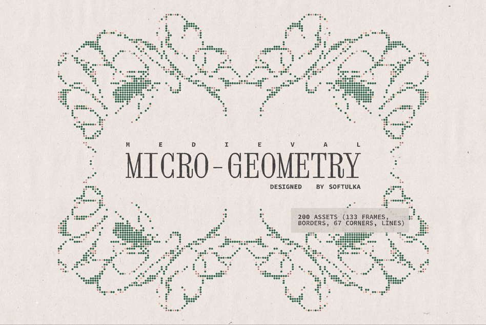 Dotted ornamental borders forming wavy patterns with serif title text centerpiece