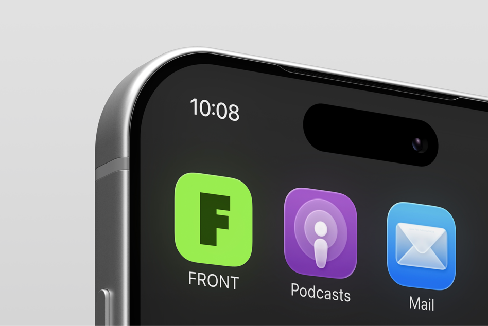 Close-up of a smartphone's corner with front-facing camera and icons for front app podcasts mail. Ideal for mockups and UI designs in digital assets.