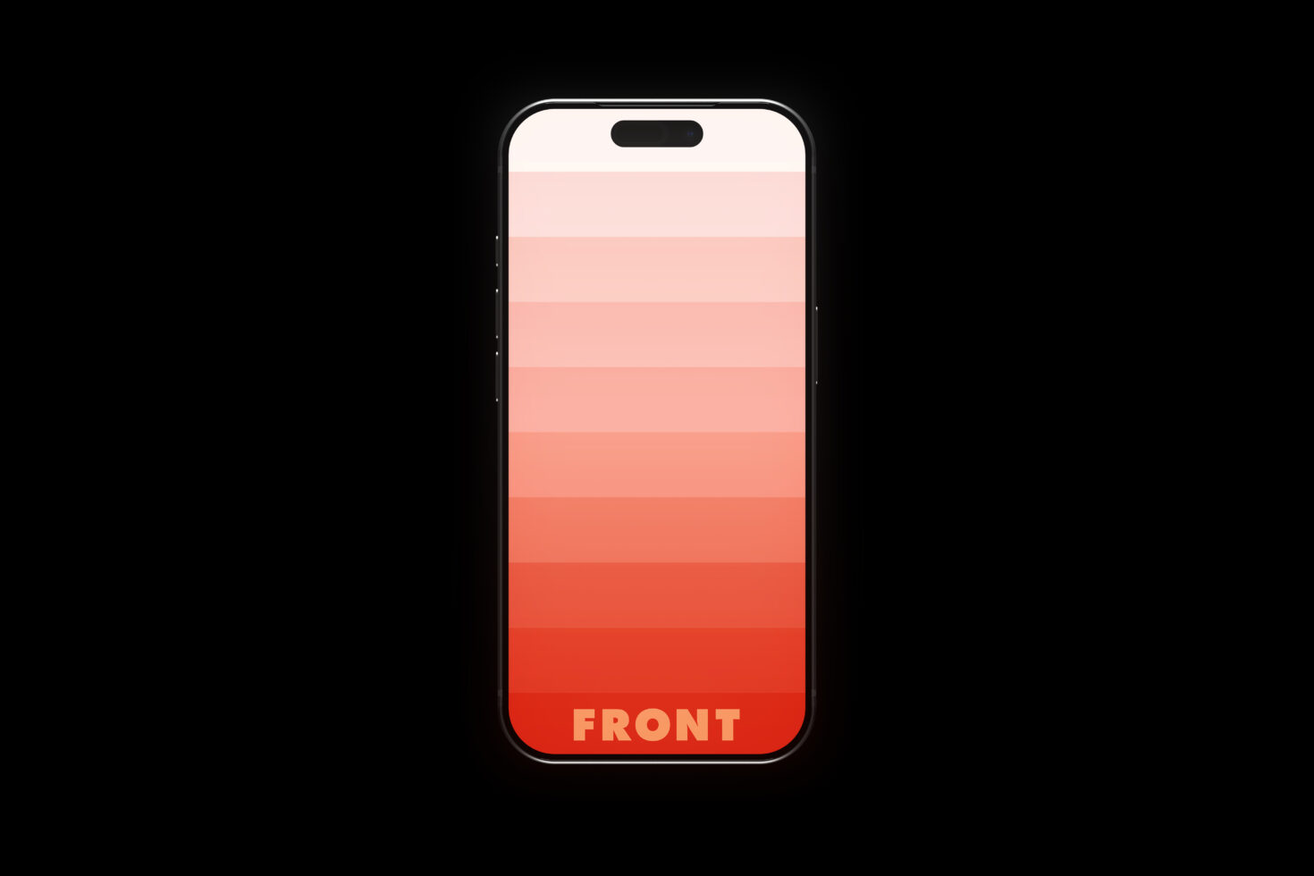 Smartphone showing coral to red gradient with FRONT label at bottom