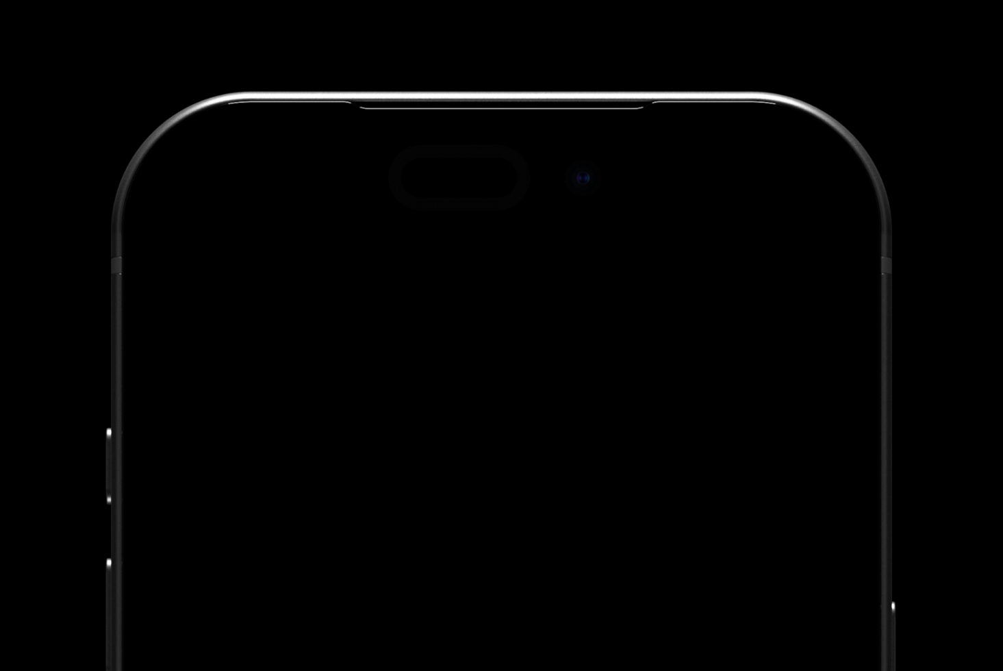 Smartphone mockup with notch on black screen, landscape orientation