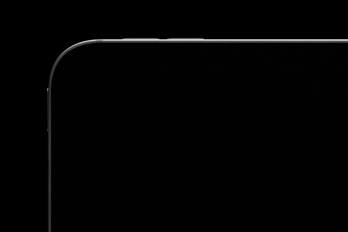 Side profile of dark smartphone mockup against black background