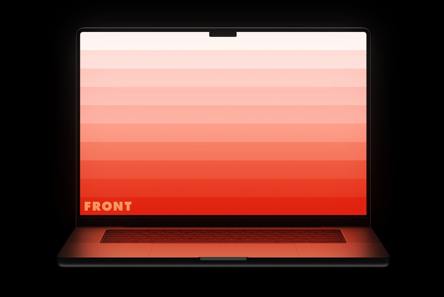 Red gradient laptop screen mockup with neutral background