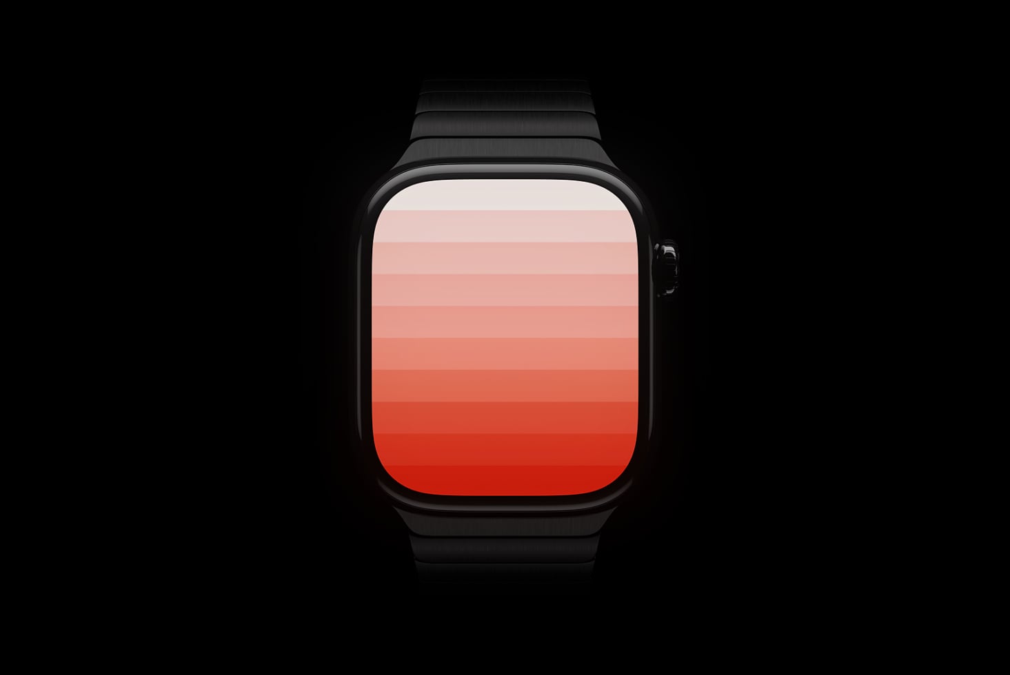 Black smartwatch with red gradient display on dark background