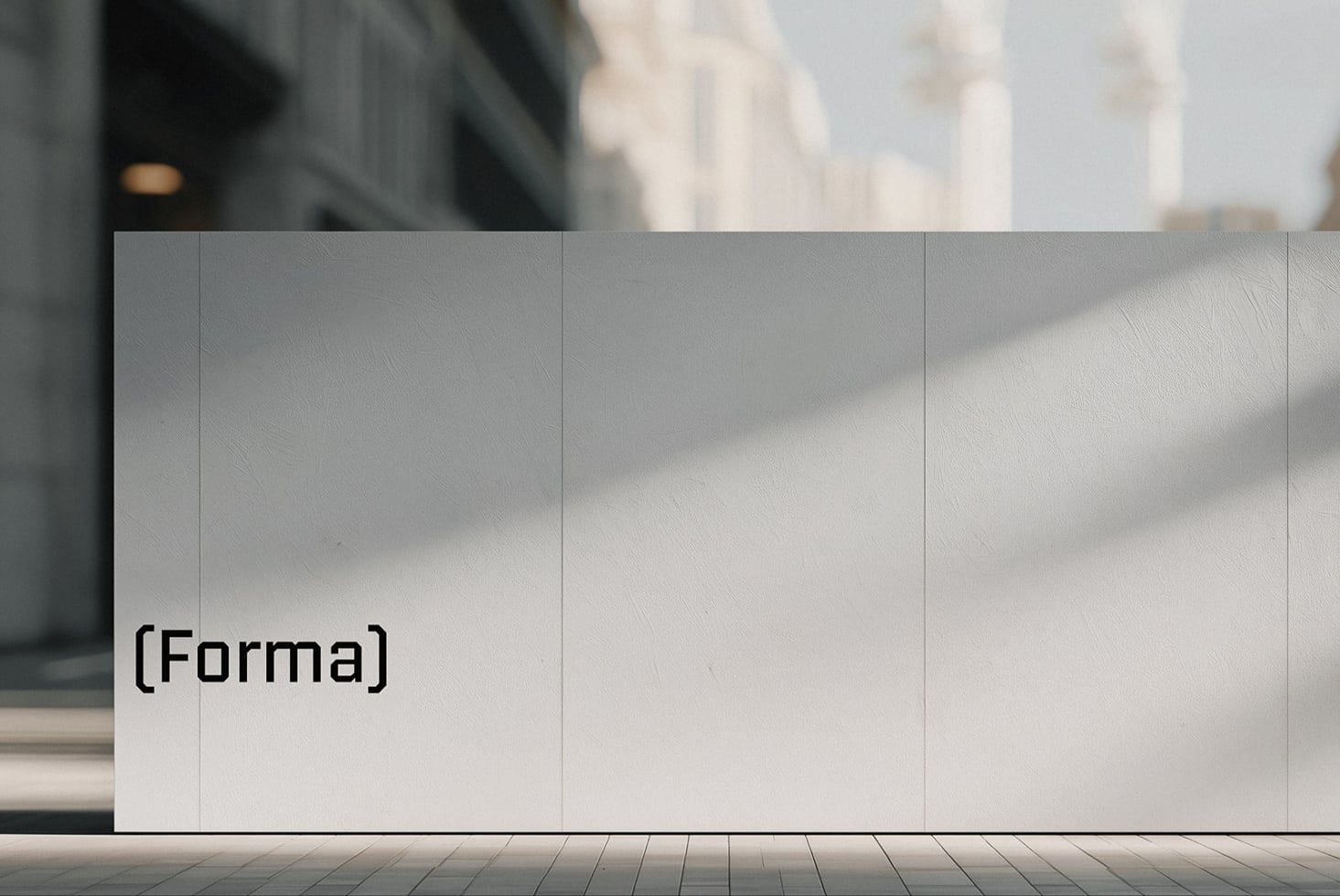 Wide horizontal advertising board mockup with clean slate surface outdoors