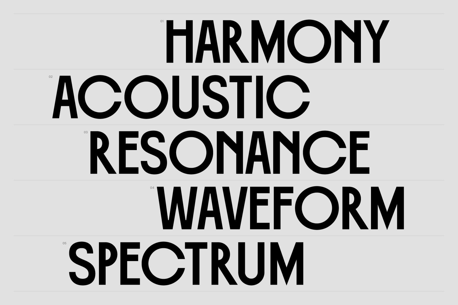 Sample text showing words Harmony Acoustic Resonance Waveform Spectrum in bold font