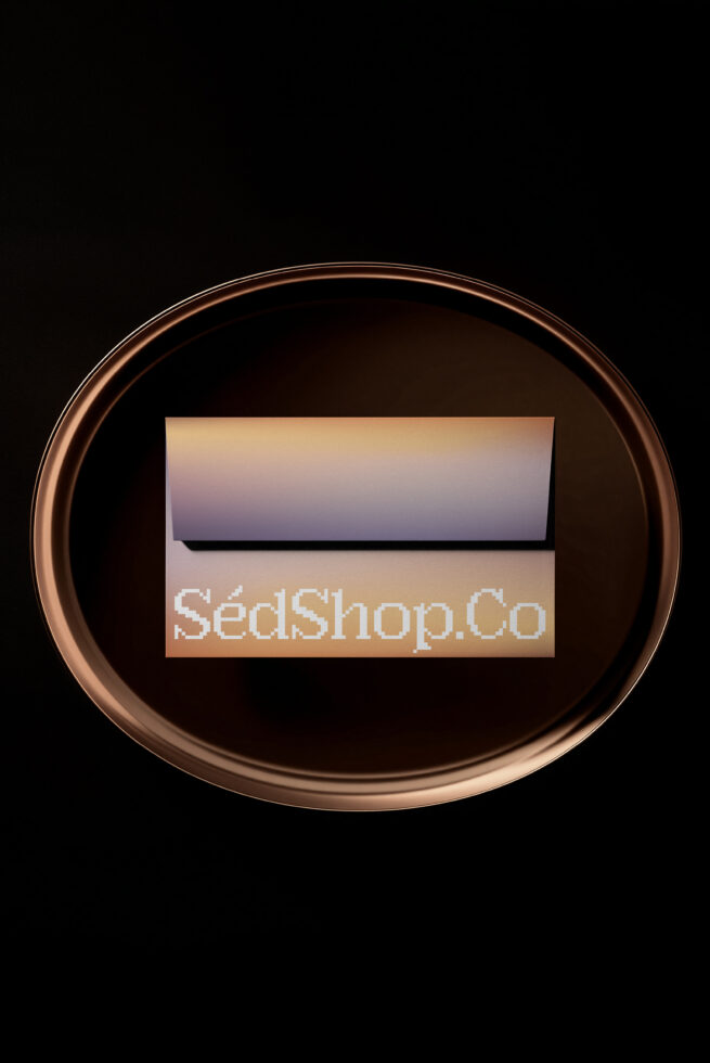 Copper bowl mockup with gradient gradient box showing SédShop.Co branding