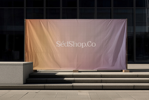 Warm gradient banner transitioning from peach to lavender with SedShop.Co branding